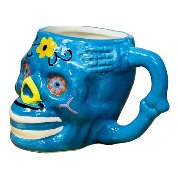 Pappasito's Cantina Day of The Dead 3D Skull Mug Blue EUC - Picture 9 of 12